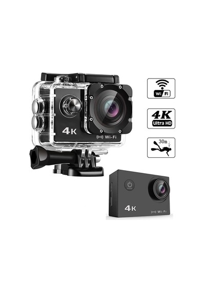 4k Wifi Aksiyon Kamera Ultra Hd 30fps Su Geçirmez Kılıf App Goplus Campro Sports Action Camera Siyah