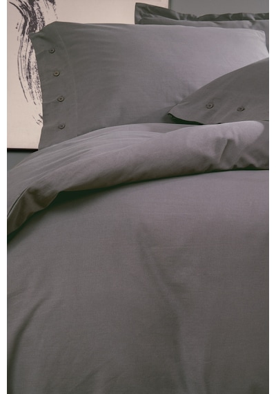 Yataş Bedding Plain Tek Kişilik Ranforce Yıkamalı Nevresim Takımı - Antrasit