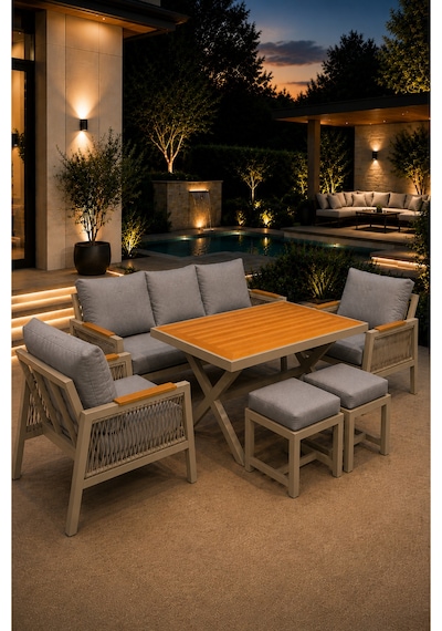 Garden Serisi Balkon Takımı, 3-1-1 Cappuccino Bahçe Takımı, 3'lü Koltuk 70x180, 2 Tekli Koltuk 70x70, Masa 70x110, 2 Puf Gri Garden Serisi Balkon Takımı, 3-1-1 Cappuccino Bahçe Takımı, 3'lü Koltuk 70x180, 2 Tekli Koltuk 70x70, Masa 70x110, 2 Puf Gri
