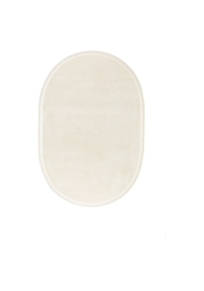Valeryhome Vl Comfort Düz Saçaklı Peluş Düz Yolluk Ekru Oval Ekru Düz Saçak