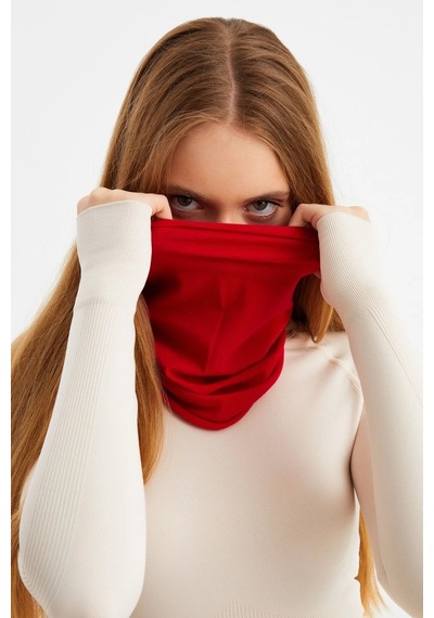 Kadın 4 Fonksiyonlu Koruyucu, Pamuklu, Esnek, Terletmez, Bandana, Boyunluk, Buff, Maske - Tek Ebat / Kırmızı Kırmızı