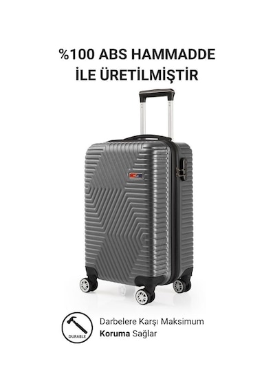 G&d Polo Suitcase Abs Kabin Ve Büyük Boy Koyu Gri 2'li Valiz Eti 600.02-set-bk Koyu Gri