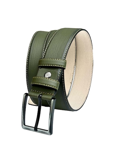 Süzer Deri 4 Cm. Klasik Suni Deri Dikişli Model Erkek Kemer Haki Yeşil