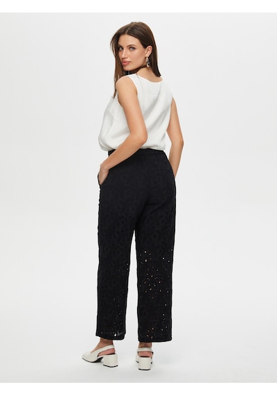 Faik Sönmez Wide Leg Fit Brode Nakış Detaylı Pantolon S25pnt039 Us25pnt03910 Siyah