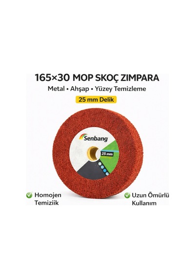 Senbang 165x30 Mop Skoç Zımpara Disk 25 Mm Delik Metal Ahşap Yüzey Temizleme