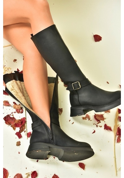 Fox Shoes Siyah Alçak Topuklu Günlük Kadın Çizme N674265009