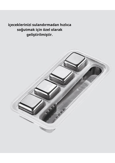 Paslanmaz Metal Buz Küpleri Seti, Klipsli, Sulandırmadan Soğutma Çok Renkli