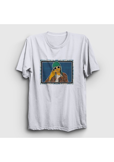 Presmono Unisex Nirvana Kurt Cobain T-shirt Beyaz