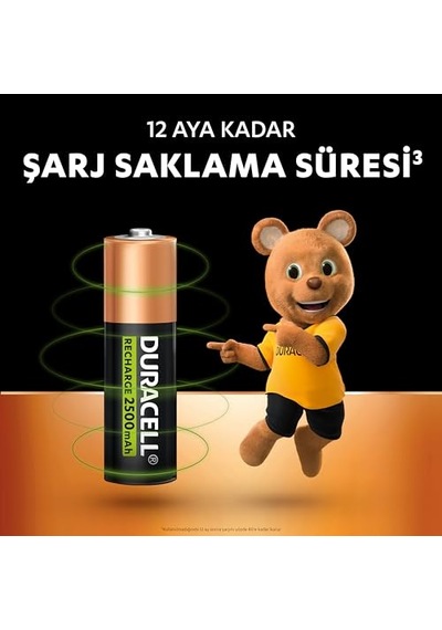 Duracell Şarj Edilebilir Aa Kalem Pil 2'li Paket , 2500 Mah Nimh, Önceden Sarj Edilmiş, Şarj Edilebilir Pilimiz