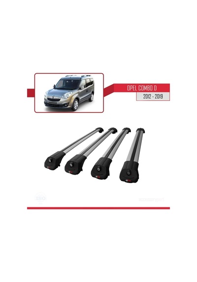 Opel Combo D 2012-2018 Arası İle Uyumlu Ace-1 Ara Atkı Tavan Barı Gri 4 Adet Bar