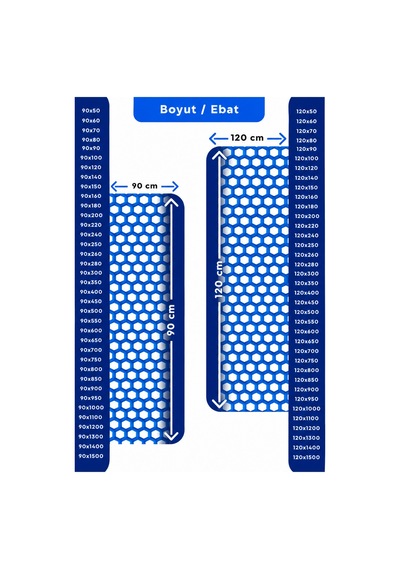 Hortumtech Bal Petek Paspas Kaydırmaz Pvc Islak Zemin Duş Havuz Su Tahliyesi 4 Mm - Mavi 120 X 750 Cm