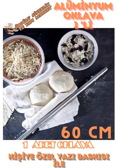 1'li Masterchef Alüminyum Paslanmaz 60cm Metal Oklava Hamur