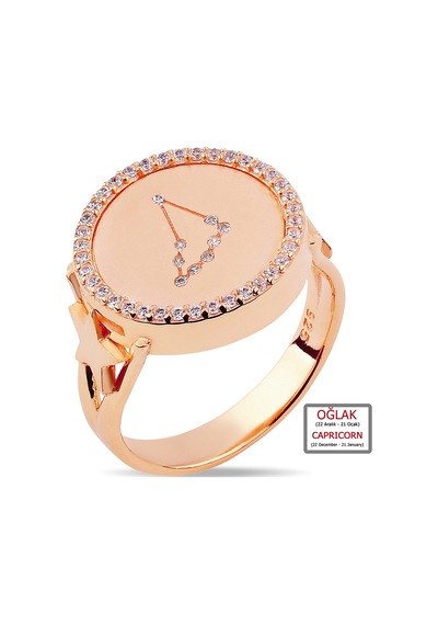 Kuyumcudukkanı Zirkontaşlı"oğlak Burcu"yüzük-10433-r-caprı Rose Gold