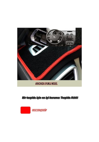 Mazda 626 1998-2000 3d Özel Yeni Torpido Koruma Kılıfı - Ön Göğüs Kaplama - Kırmızı Şerit