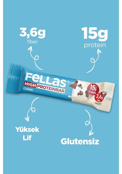 Fellas Yüksek Protein Bar - Klasik Sade 45g 3 Adet