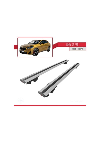Bmw X2 F39 2018 Ve Sonrası İle Uyumlu Hook Model Anahtar Kilitli Ara Atkı Tavan Barı Gri