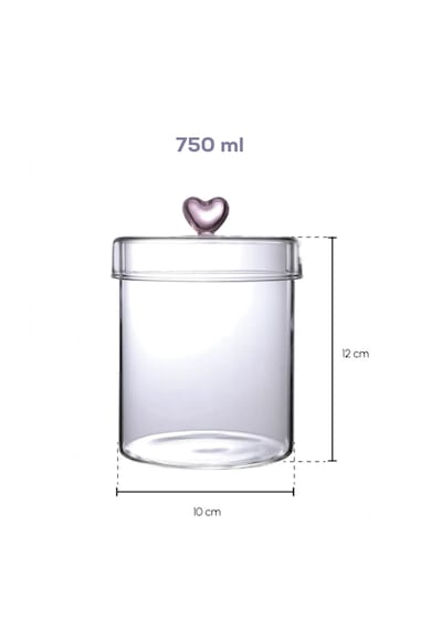 Porsima Hearts 3lü 750 Ml Borosilikat Cam Kavanoz Seti Saklama Kabı Takımı 10x12 Cm Şeffaf