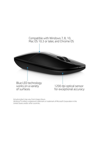 Hp Wireless Mouse Z3700, Black V0l79aa Abl