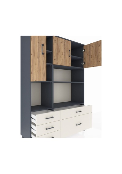 Hyperion Dolap 8 Raflı 5 Çekmeceli 3 Kapaklı 132x44x195 Antrasit-çam/aytaşı Atlas Çam/aytası Hyperion Dolap 8 Raflı 5 Çekmeceli 3 Kapaklı 132x44x195 Antrasit-çam/aytaşı Atlas Çam/aytası