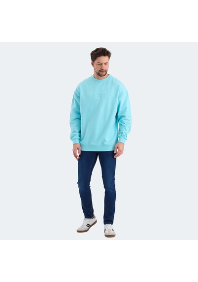 Slazenger VADIK Oversize Erkek  Turkuaz Sweatshirt