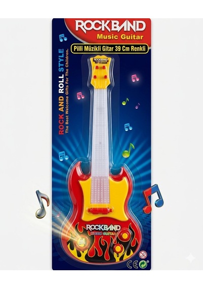 Pilli Müzikli Gitar 39 Cm Renkli