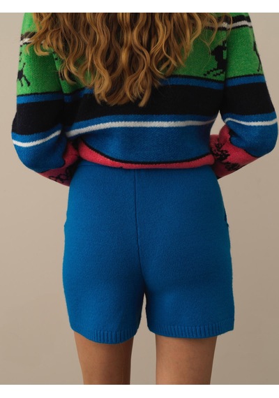 Xint Mavi Doğal Yün Dokulu Regular Fit Şort 850944