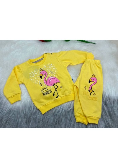 İkili Basklı Bebe Takımı Sarı