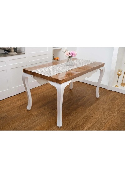 Melisa Damask Baskılı Duck Kumaş Kreme Kahve Runner 40x140 Cm 1419 Kahverengi