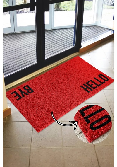 Hello Bye Kıvırcık Apartman Ve İş Yeri Giriş Paspası Kırmızı