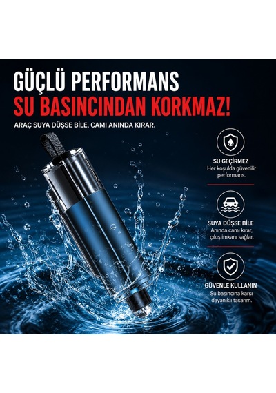 Polham 2in1 Araç İçi Acil Durum Cam Kırıcı Ve Emniyet Kemeri Kesici Tungsten Çelik Uçlu Güvenlik Aparatı