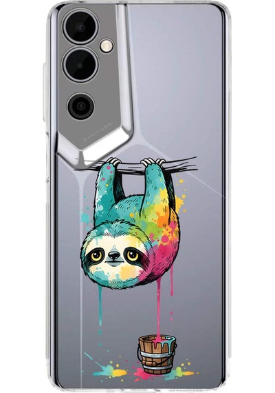 Tecno Pova Neo 2 İle Uyumlu Splash Tembel Hayvan Tasarımlı Şeffaf Silikon Kılıf Şeffaf