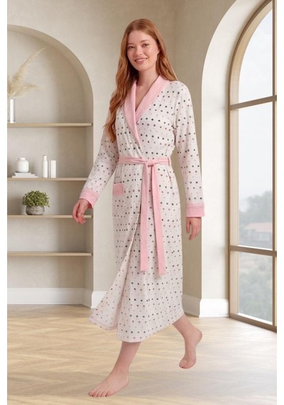 Mecit Pijama Mecit 6357 Pembe Kadın Büyük Beden Uzun Sabahlık