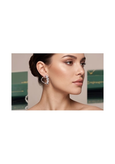 Golden Cascade Crystal Hoop Küpe Gümüş