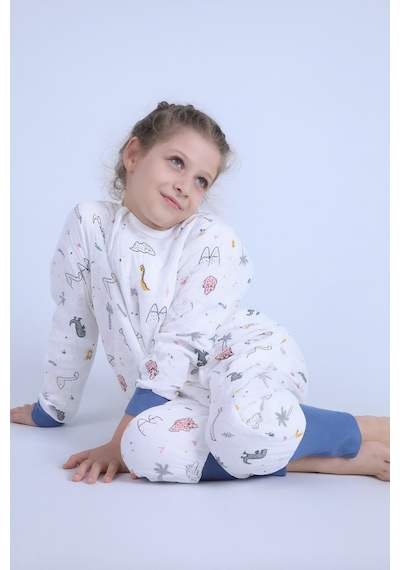 For My Baby 1 Tog Çocuk Uyku Tulumu Unisex Uzun Kollu Uyku Tulumu Ekru - Lacivert