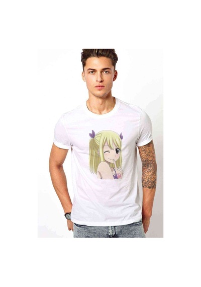 Anime Mavis Vermillion Fairy Tail Glass Baskılı Beyaz Erkek Tshi