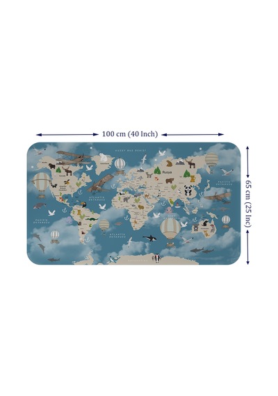 Eğitici Dünya Haritası Dünya Atlası Çocuk Ve Bebek Odası Duvar Sticker -60x105-3827 Çok Renkli