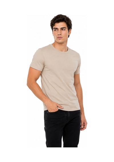 Foterman Erkek Sıfıryaka Regular Kalıp Tişört Bgl-st05573 Bej