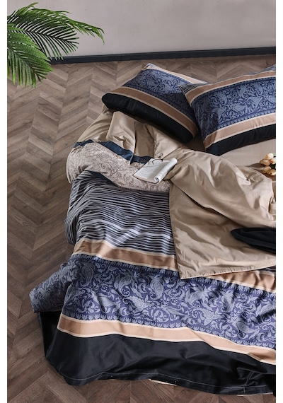 Doqu Home Saten Nevresim Takımı Clair Çift Kişilik - Bej Çok Renkli