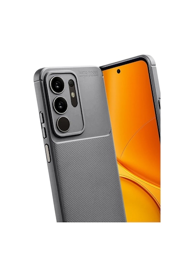Vivo Y29 4g Uyumlu Kılıf Karbon Tasarım Kamera Korumalı Silikon Telefon Kılıfı Kapak Gri