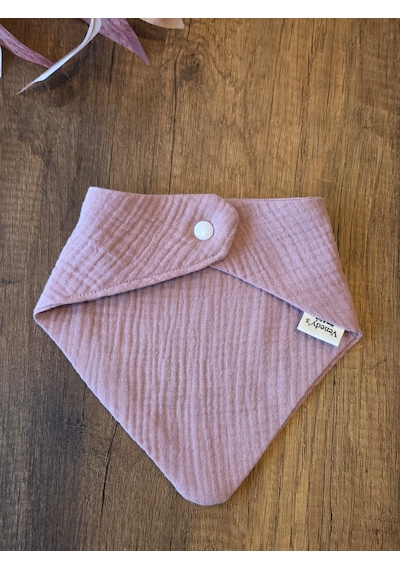Venedys İsme Özel Müslin Bebek Mama Önlüğü Nakışlı Bandana Önlük 0-2 Yaş Pudra