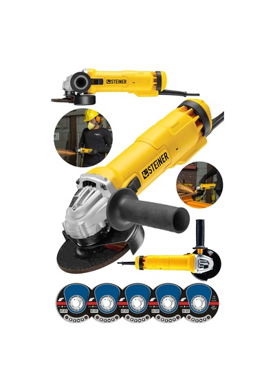 Steiner 4200 Watt Metal Şanzuman Avuç İçi Taşlama Sarı + 5 Disk