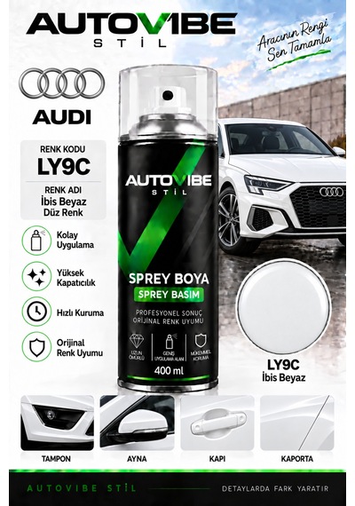 Audi Ly9c Beyaz Volkswagen Audi Skoda Seat Onarım Yenileme Çizik Giderici Sprey Boya - Sprey Basım
