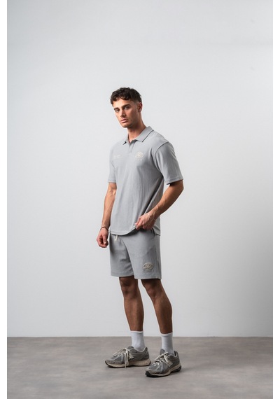 Erkek 242 Nakışlı Regular Fit T-shirt Şort Takım Gri