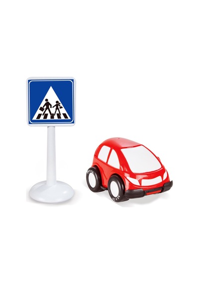 17 Parça Mini Trafik İşaretleri Yol Seti - Oyuncak Arabalı Eğitici Set 3+ Yaş