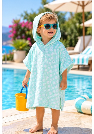 Müslin Çocuk Ve Bebek Panço Unisex Model - Bebek & Çocuk Plaj Ve Banyo Panço Turkuaz - 886580333 3-5 Yaş