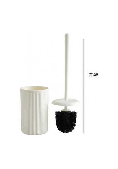 Lexroo Beyaz-siyah-bej Çizgili Lüks Tuvalet Fırçası Seti 30 Cm Diğer