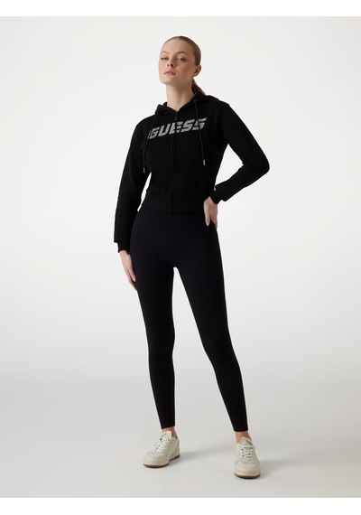 Guess Logolu Yapay Elmas Taşlı Kapüşonlu Kadın Sweatshirt V5gq10kcrp0 Siyah