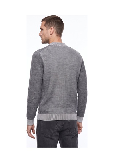 Fabrika Gri Erkek Bisiklet Yaka Slim Fit Fitilli Kazak F6wm-kzk 2027 Gri Melanj