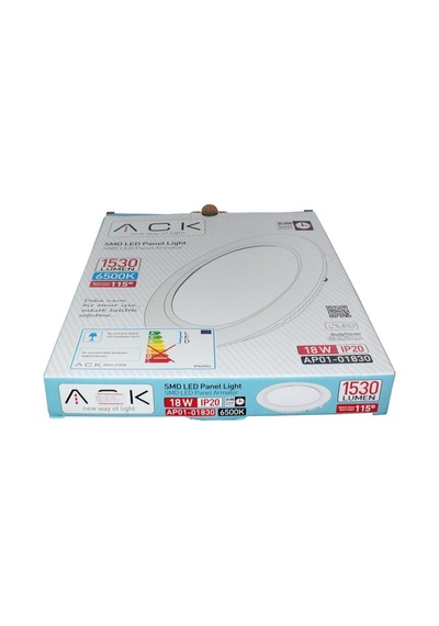 Ack Sıva Altı Led Panel 220Vac 18W Beyaz Kasa 6.500K Beyaz Ap01-