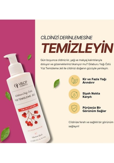 Vi&op Cosmetics Gilaburu Yağı Özlü Yüz Temizleme Jeli